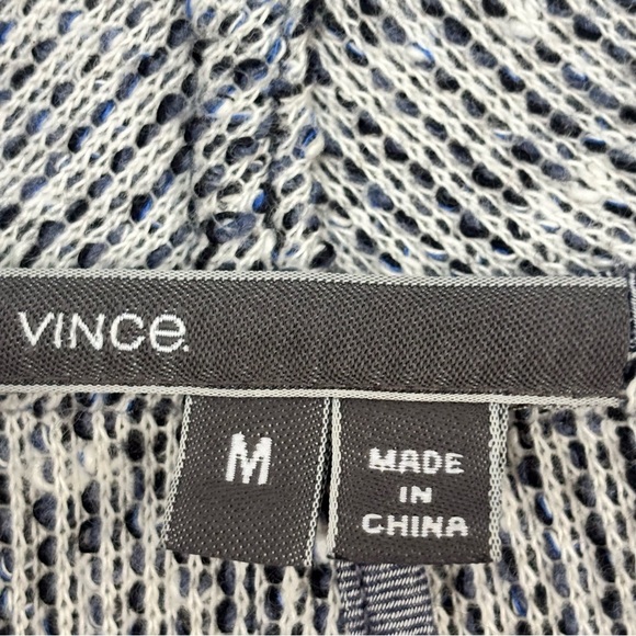 VINCE Drape Women’s Blue Drape Neck Tweed Jacket Open Front Long Sleeve Size M - Picture 7 of 9